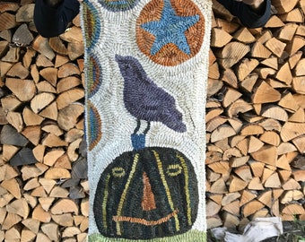 Primitive Wool Folk Art Hooked Rug ~ Something To Crow About