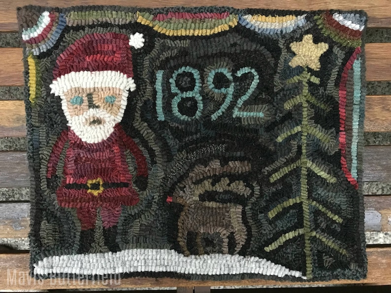 Christmas RUG HOOKING KIT Santa and Rudy 1892 image 2