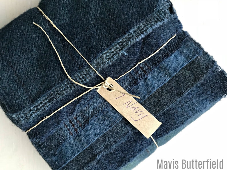 7 Navy Fat 116 Sixteenth for Primitive Rug Hooking Hand Dyed Wool Fabric