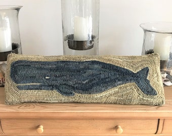 RUG HOOKING KIT - Nantucket Whale ~ on Linen with Hand Dyed Wool