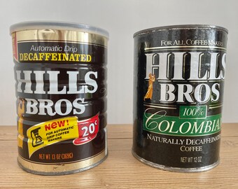 Vintage Set of 2 Hills Bros Coffee Cans