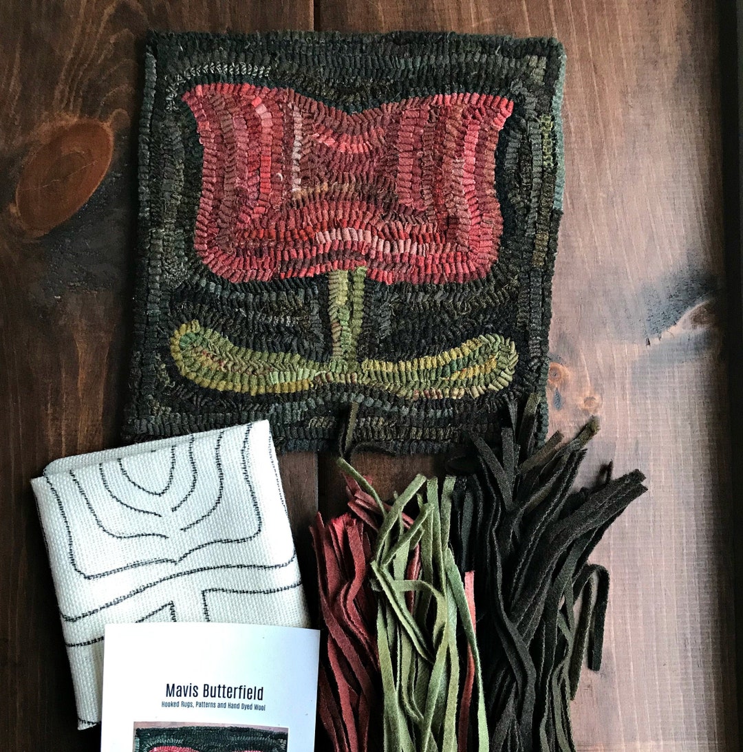 RUG HOOKING KIT - Folk Tulip on Linen - Etsy