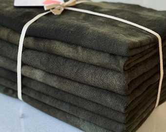 Hand Dyed Wool Fabric, 3.5 Yards Brown Black For Primitive Rug Hooking