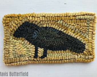 Rug Hooking Pattern Old Crow on Linen