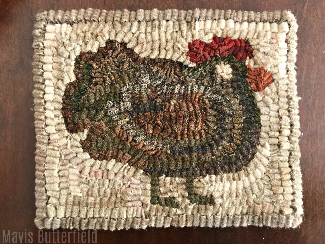 Rug Hooking Pattern Fat Brown Hen on Linen - Etsy