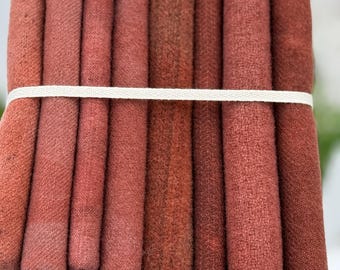 Hand Dyed Wool Fabric Fat Quarters, Cranberry Red Rug Hooking Material