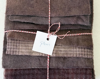Hand Dyed Wool Fabric, 8 Plum Fat 1/16 Sixteenth for Primitive Rug Hooking
