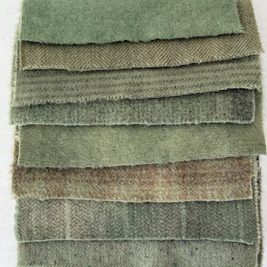 Hand Dyed Wool Fabric, 8 Chive Green Fat 1/16 Sixteenth for Primitive Rug Hooking