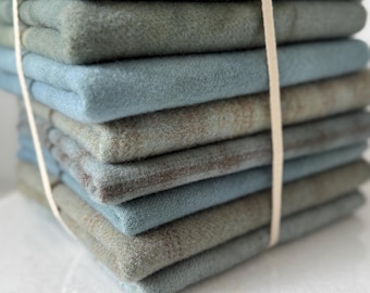Hand Dyed Baby Blue Wool Fabric Fat Quarters for Rug Hooking