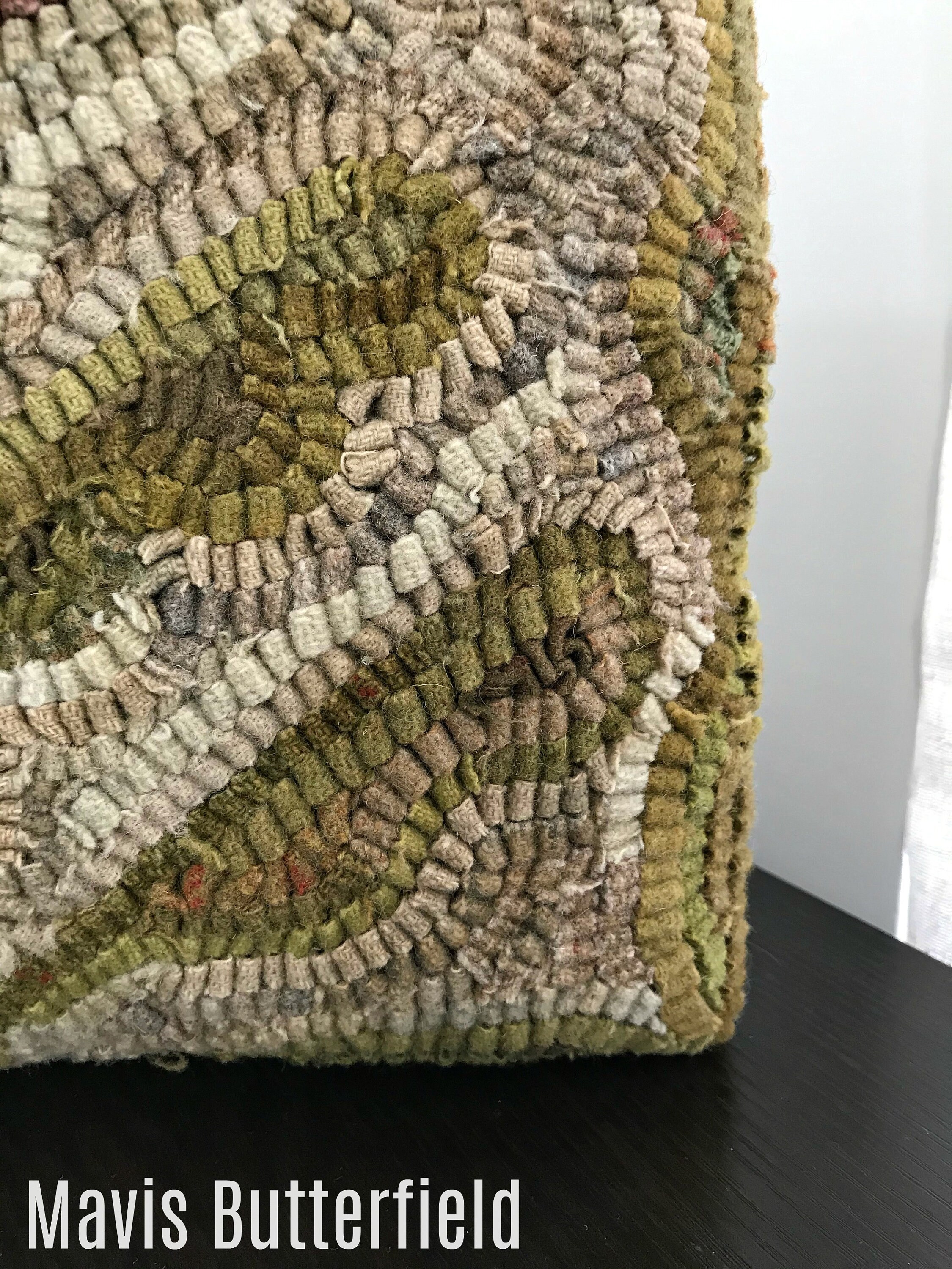 American Folk Art Primitive Wool Hooked Rug Pillow Spring Tulip