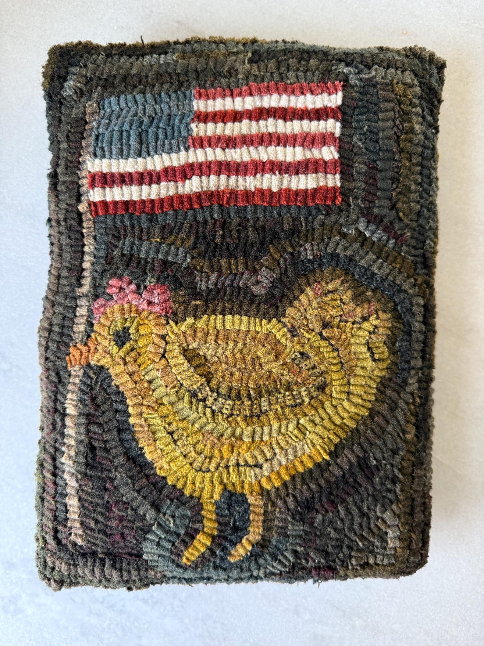 Primitive Wool Rugs Folk Art Primitive Wool Hooked Rug American Chicken PILLOW *** - Etsy