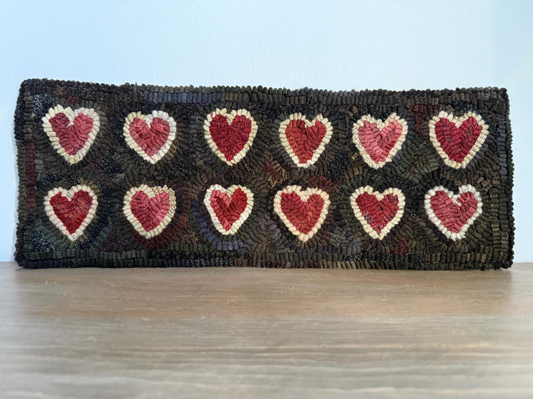 RUG HOOKING KIT - 12 Hearts on Linen - Etsy