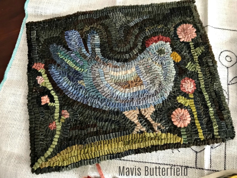 RUG HOOKING KIT Chicky's Garden on Linen image 2