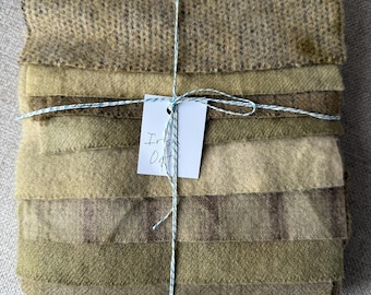 Hand Dyed Wool Fabric: Irish Steel Cut Oats Fat Sixteenth Bundle