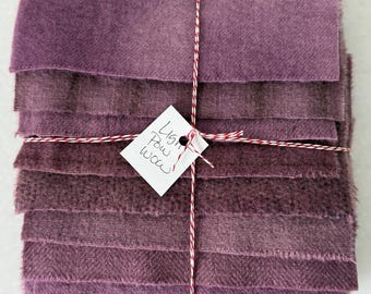 Hand Dyed Wool Fabric: Light Purple POW WOW Fat Sixteenth Bundle