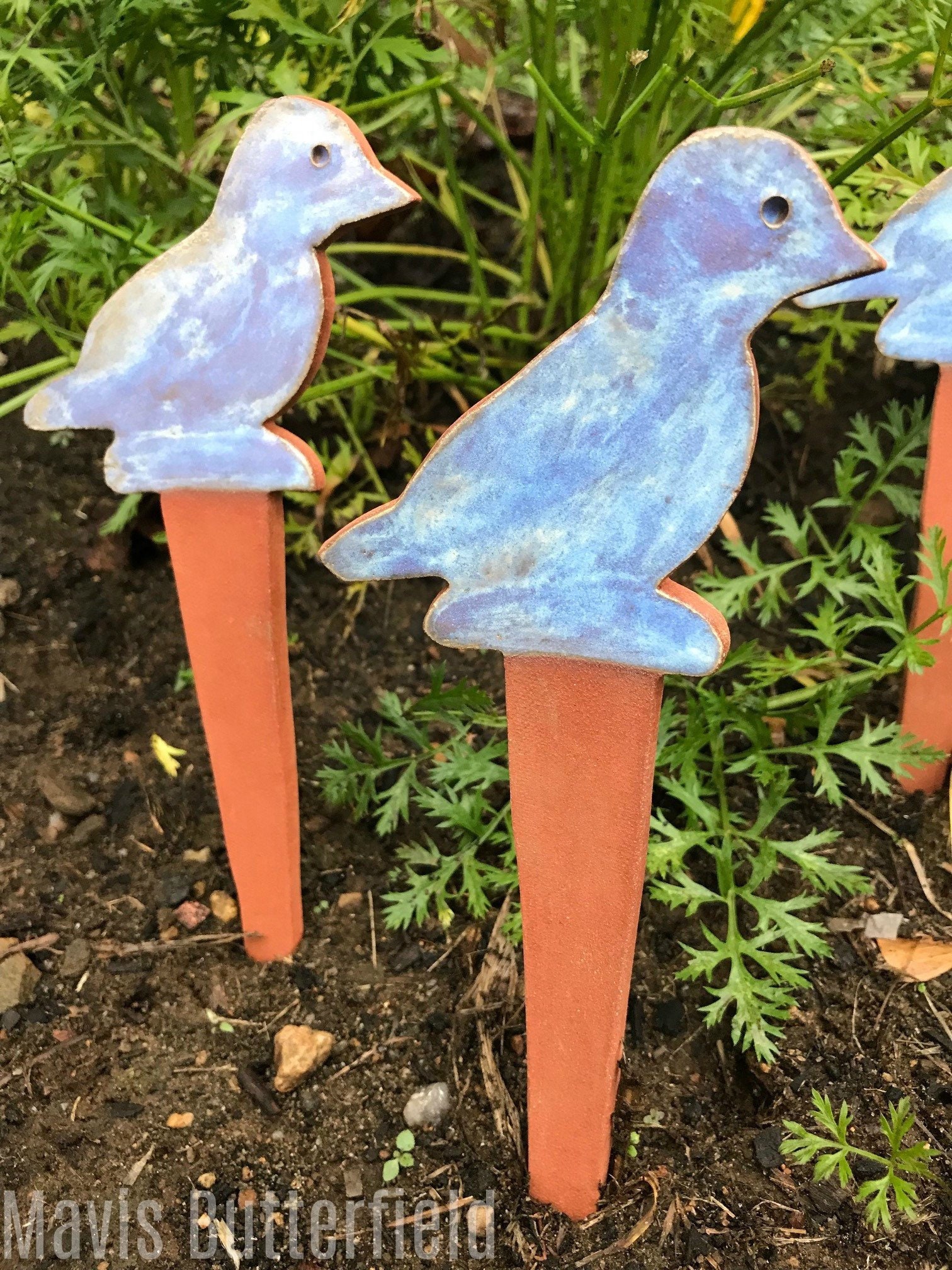Bird Vegetable Garden Markers Herb Plant Markers Ocean Blue