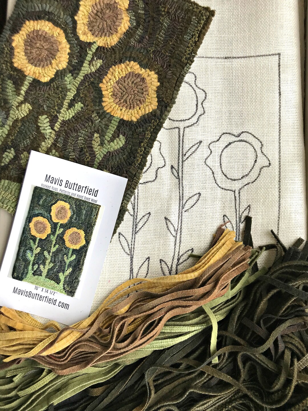 RUG HOOKING KIT - Sunflowers on Linen With Hand Dyed Wool - Etsy