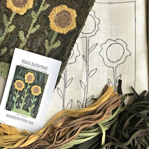 RUG HOOKING KIT - Sunflowers on Linen With Hand Dyed Wool - Etsy