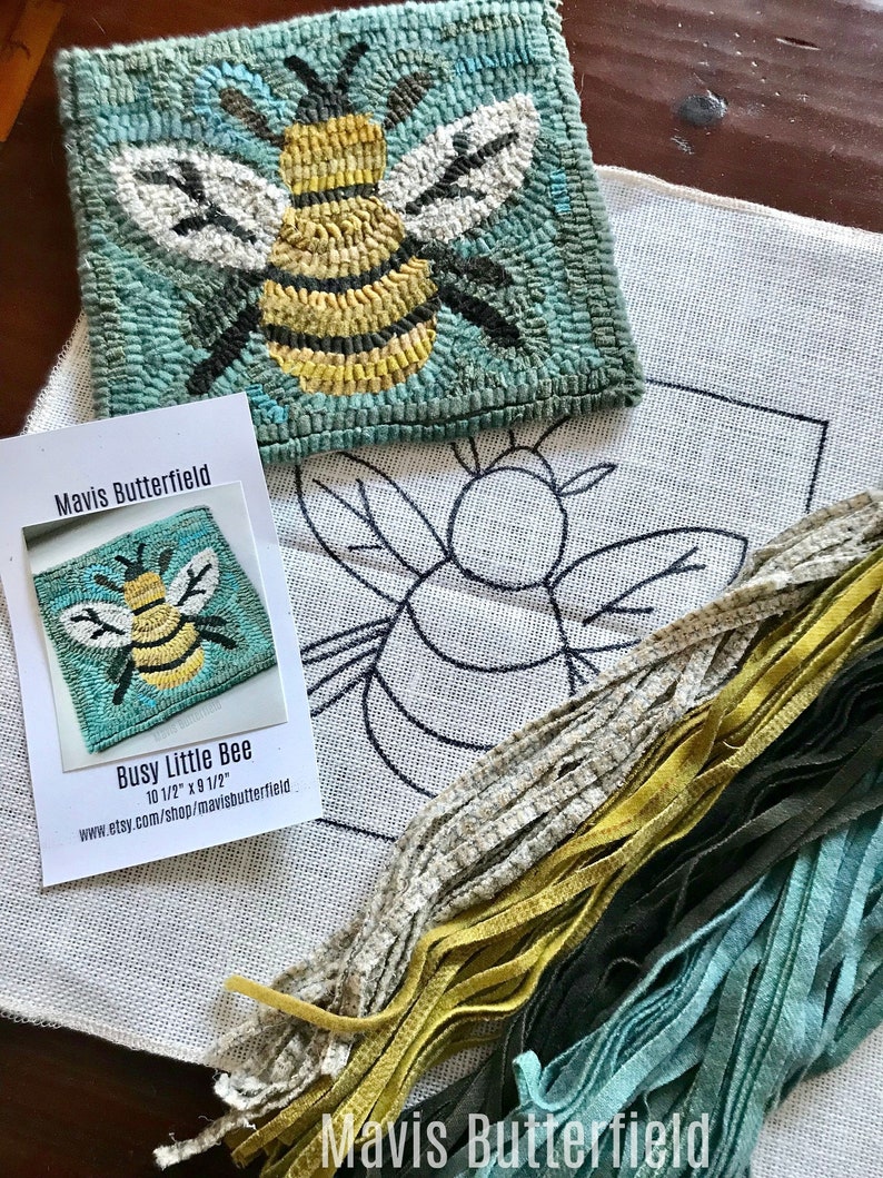 RUG HOOKING KIT - Busy Little Bee on Linen - Etsy