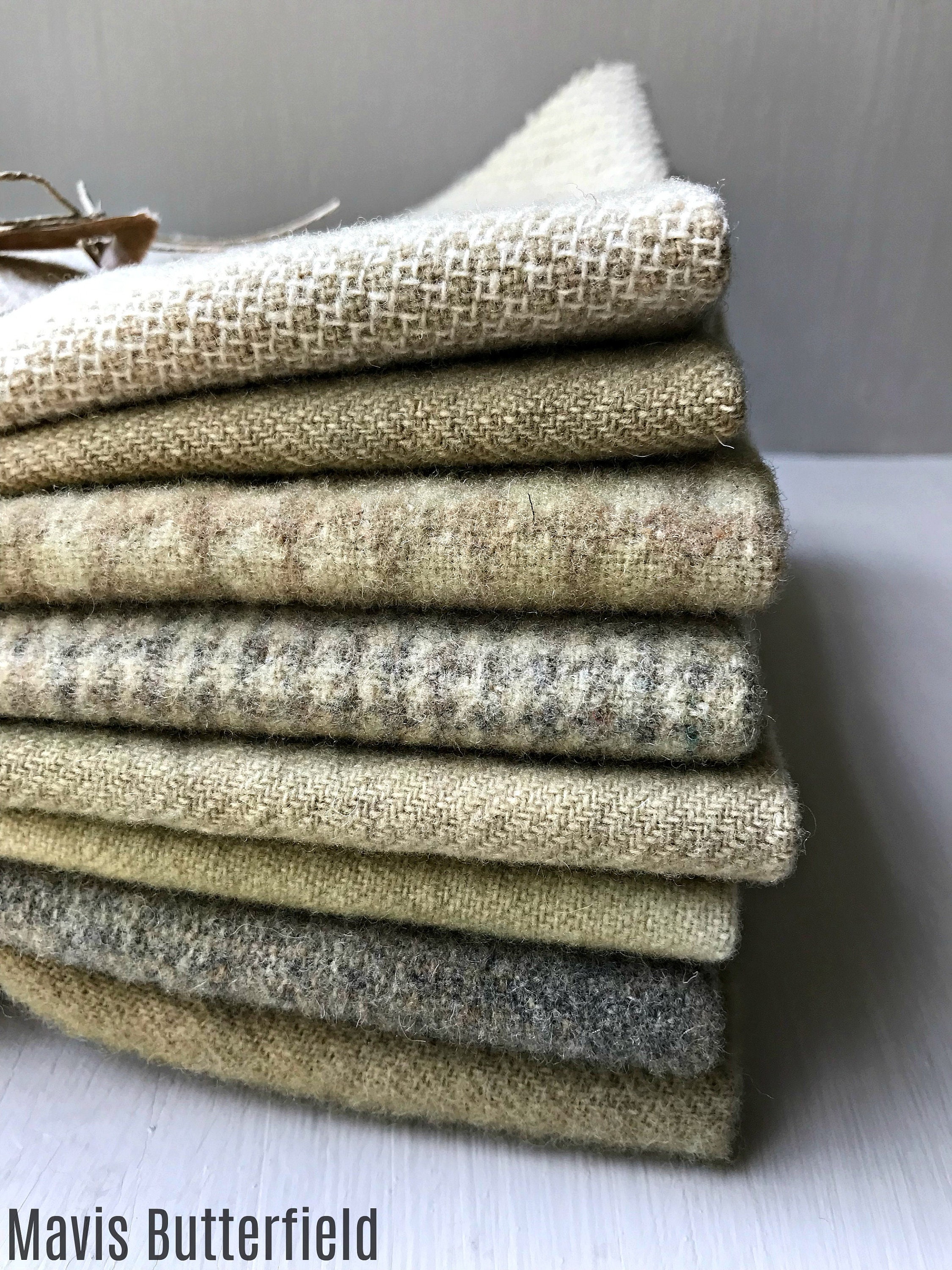 Hand Dyed Wool Fabric, 8 Clam Shell Fat 1/8 Eighths for Primitive Rug ...