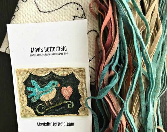 RUG HOOKING KIT - Blue Bird With Heart on Linen - Etsy