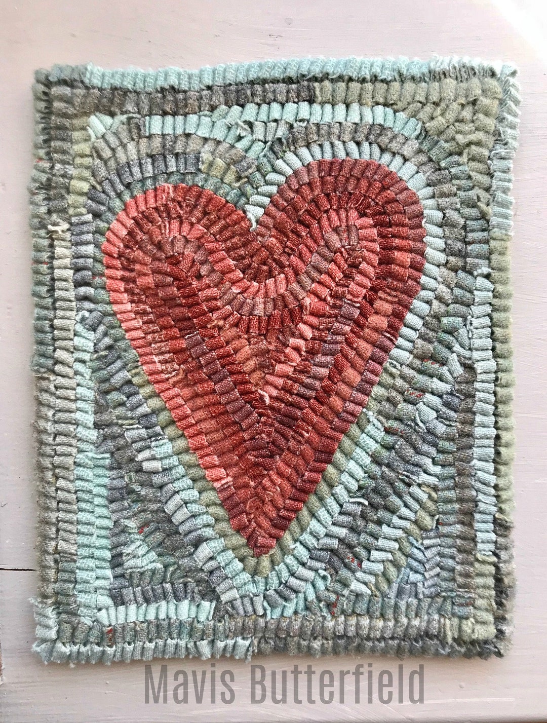 Rug Hooking Pattern Primitive Folk Art Heart on Linen - Etsy