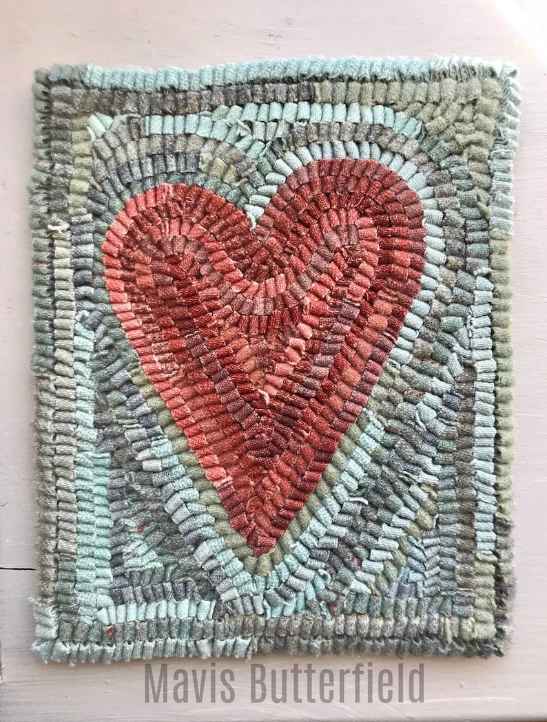 Rug Hooking Pattern Primitive Folk Art Heart on Linen - Etsy