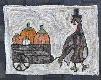 Rug Hooking PATTERN Olde Tom's Harvest on Linen