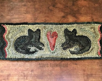 RUG HOOKING KIT - 2 Fat Cats - on Linen