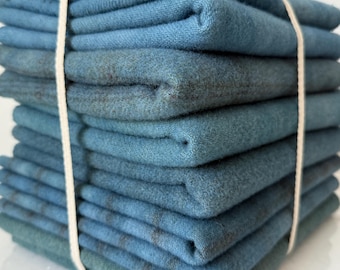 Hand Dyed Nautical Blue Wool Fabric Fat Quarters for Rug Hooking