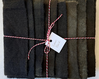 Hand Dyed Wool Fabric, 8 Brown Black Fat 1/16 Sixteenth for Primitive Rug Hooking