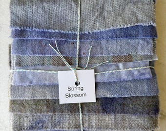 Hand Dyed Wool Fabric, 8 Spring Blossoms Purple Fat 1/16 Sixteenth for Primitive Rug Hooking