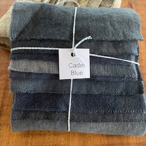 Hand Dyed Wool Fabric, 8 Cadet Blue Fat 1/16 Sixteenth for Primitive Rug Hooking