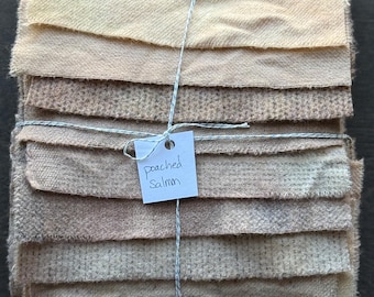 Hand Dyed Wool Fabric, 8 Poached Salmon Fat 1/16 Sixteenths for Primitive Rug Hooking
