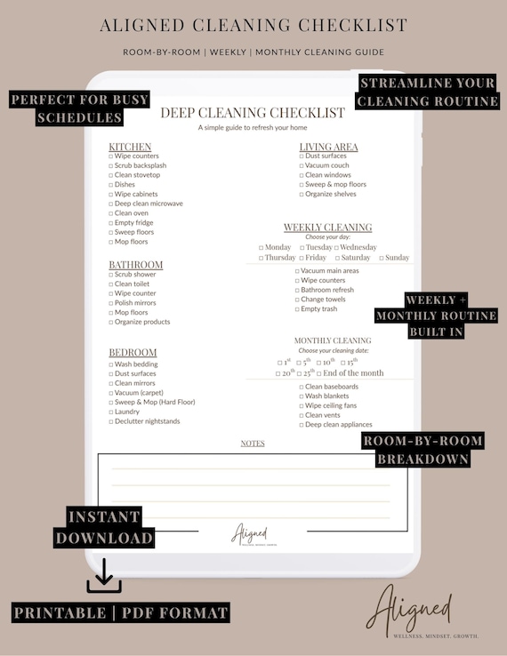 Deep Clean Checklist | Weekly + Monthly Routine
