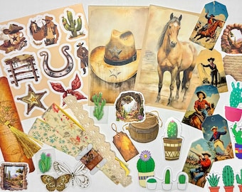 Southwestern Junk Journal Kit: 80+ piece curated collage supply set