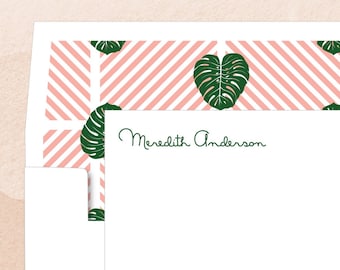 Monstera Leaf Personalized Stationery Set