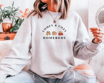 Mysig Homebody Crewneck-tröja: Unisex loungekläder i bomullsblandning
