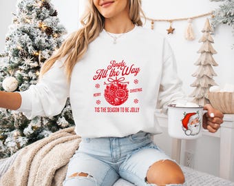 Jingle All Way jultröja, mysig jultröja, god julklapp, Jingle-tröja för kvinnor, vintertröja med rund hals