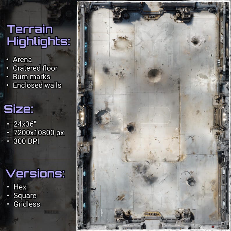 Gridless Map Science Lab Wargame Terrain Maps Pack – 6 Printable 24x36” Sci-fi Terrain | Hex ...