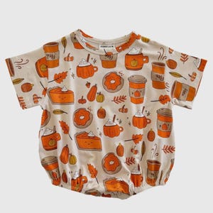Pumpkin Spice Baby Bubble Rosett med Rosett | SpearmintLove Höstoutfit