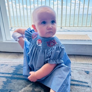Auburn Smocked Navy Gingham Dress