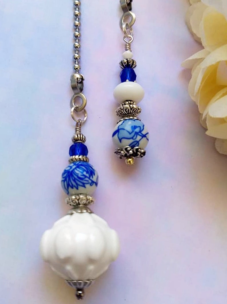 Crystal Ceiling Fan Pulls Navy Royal Blue Light Pull Etsy