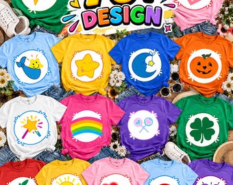 Carebear Costume Group Shirts, Bear Matching Halloween Tees, Teacher Team Costume Shirt, Friends Family Group Halloween Cosplay Outfit
