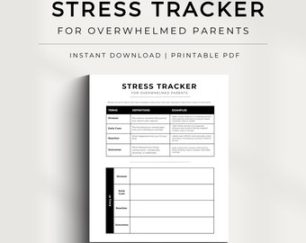 Rastreador de estrés para padres abrumados / Descarga digital en PDF / Reconocimiento de patrones y desencadenantes minimalistas imprimibles
