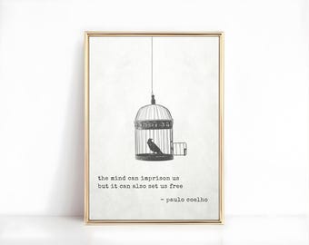 Mental Health Quote Printable, Therapy Office Art, Black and White Digital Download, Psychology Print