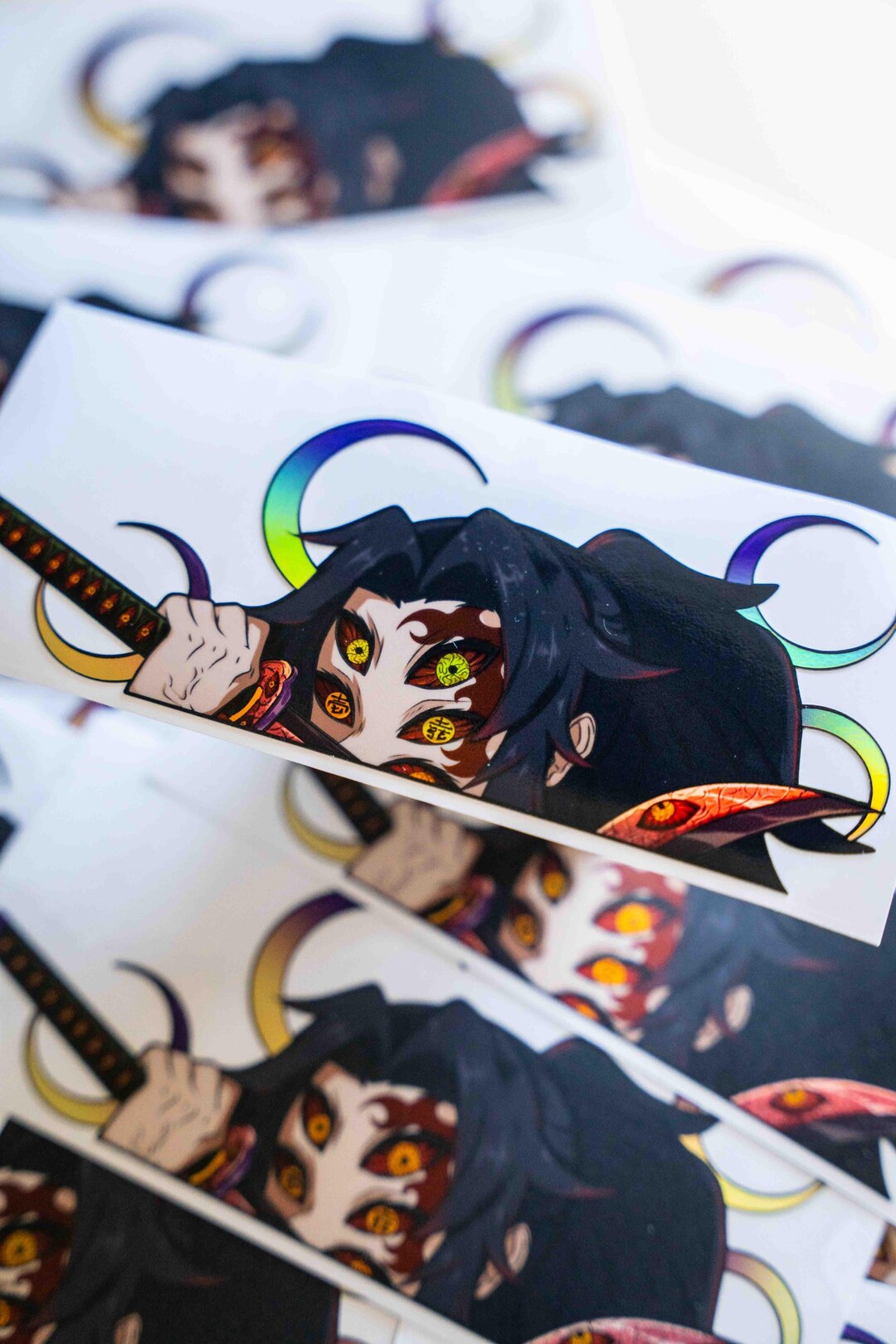 Holographic Anime Peeker Sticker - Oni Slayer Peeker Sticker - Anime ...