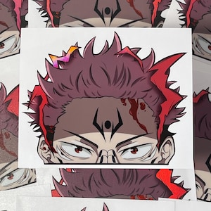 Holographic Anime Peeker Sticker - Cursed Sorcerer JJK Anime Peeker - Anime Car Decal | Anime Stickers | Anime Car Peeker