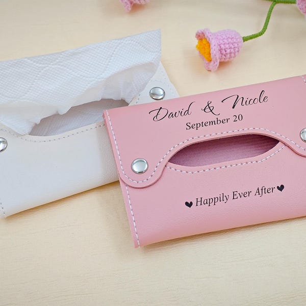 Personalized Leather Wedding Tissue Box – Engraved Keepsake Decor