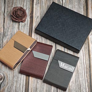 Personalized leather cigarette case - a perfect gift for the best man or groom - comes with a gift box.